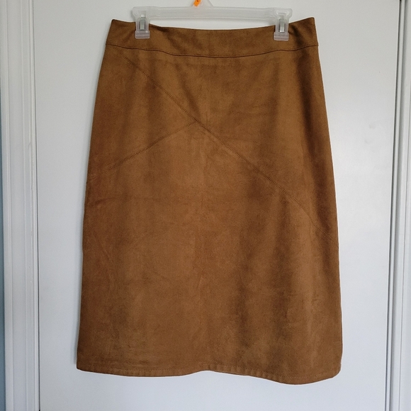 Chico's Dresses & Skirts - NWT Chicos Womens Midi Skirt Suede Size 0.5 (6) Gingersnap